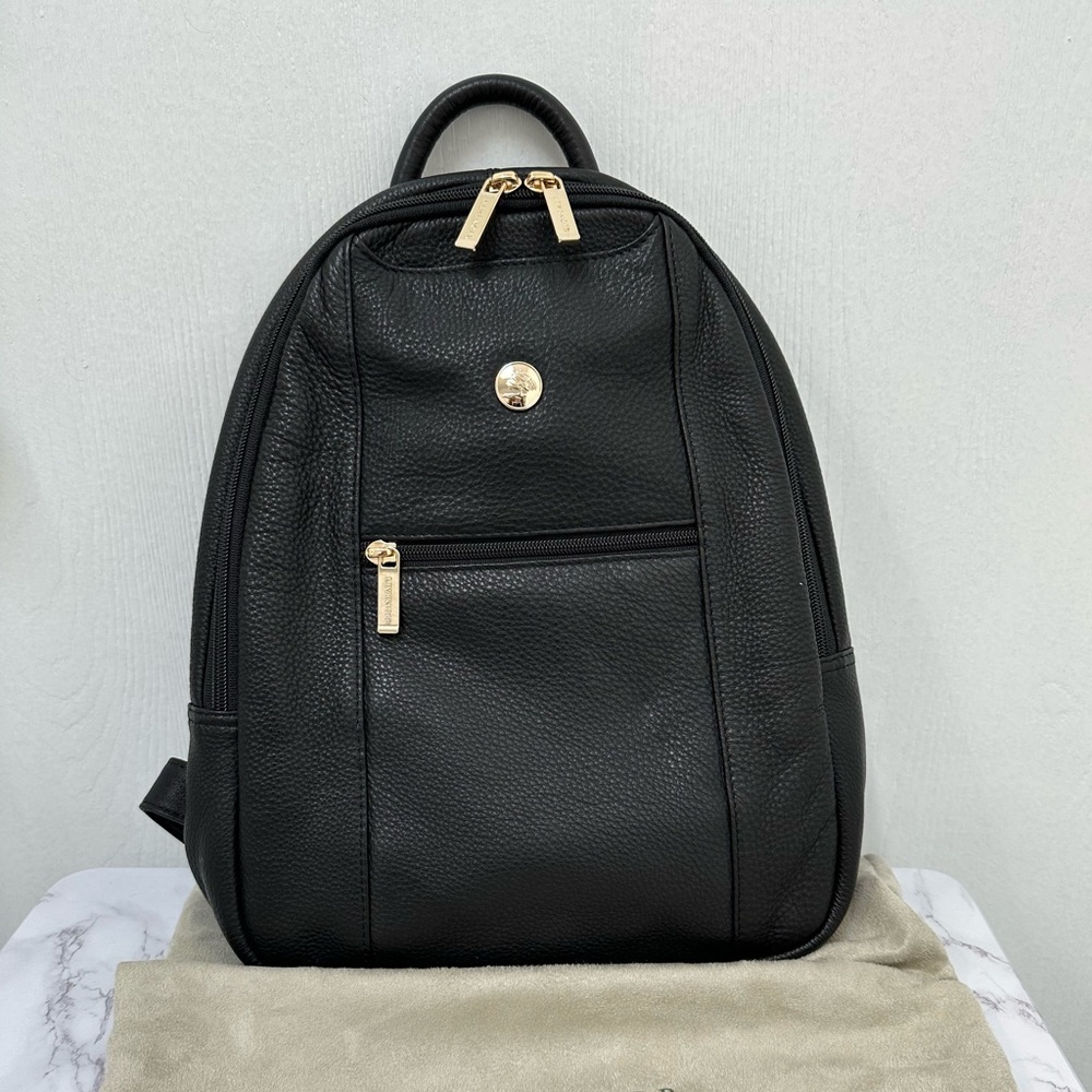 Levenger Beautiful Small Black Leather Backpack